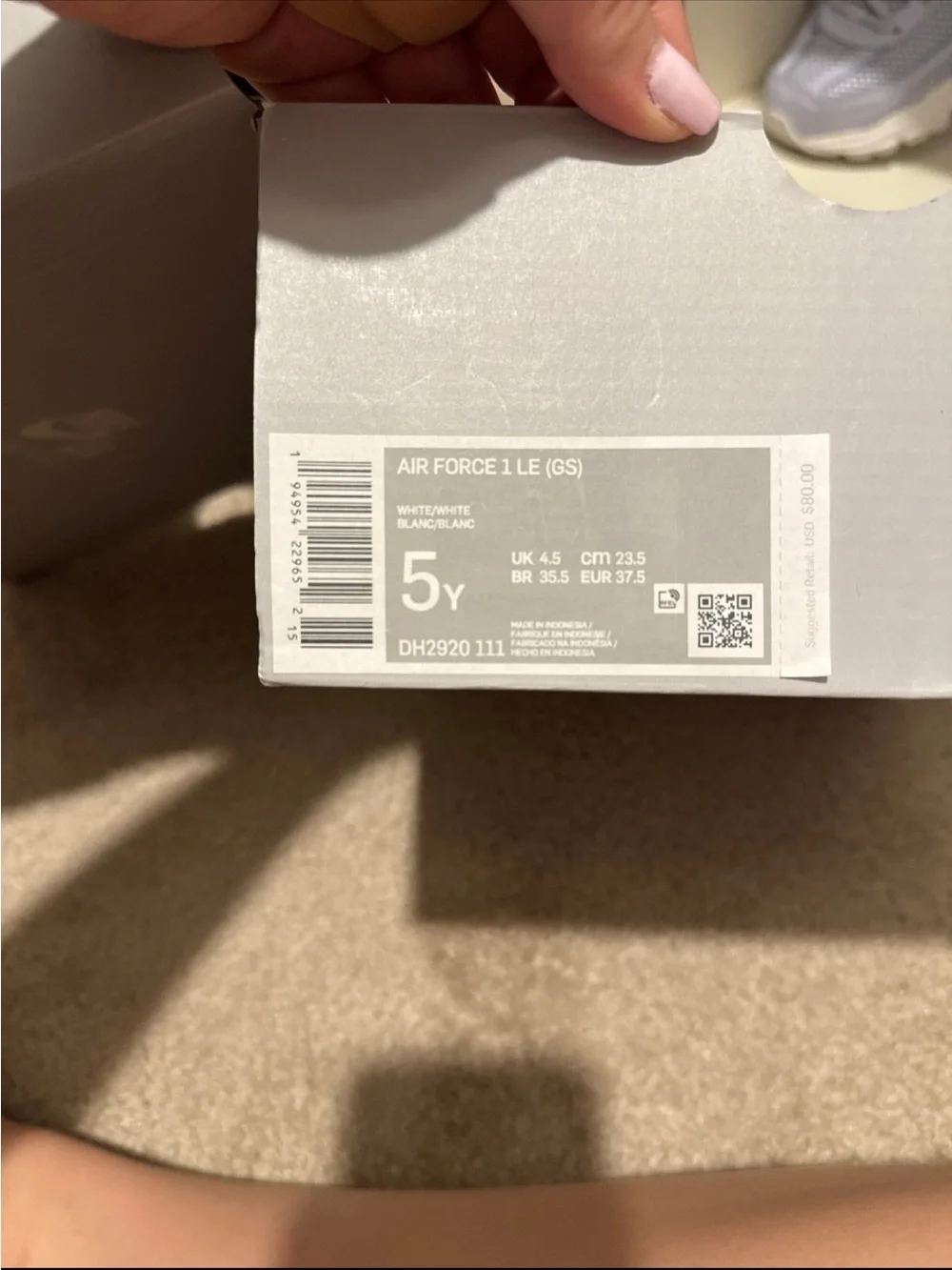 Nike Kids White Low-Top Sneakers with Leather Upper